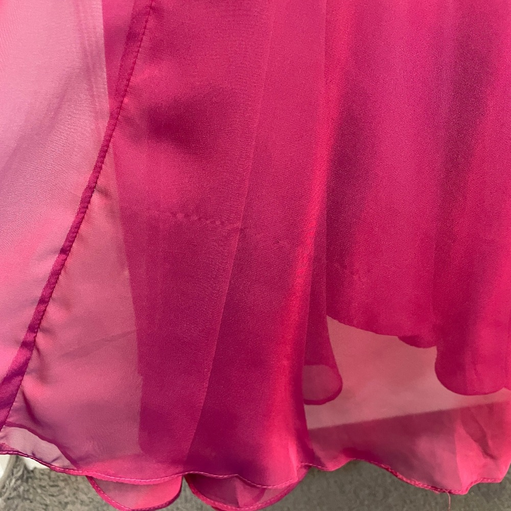 Mac Duggal One Shoulder Dress Bow Pleated Chiffon Gown Raspberry Pink NWT 14 - Picture 11 of 12